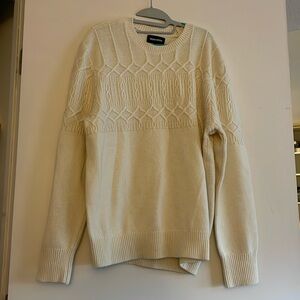 NWOT Bonobos wool crew neck cable knit sweater ivory L